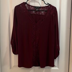 Women’s XL Burgundy Lace Blouse